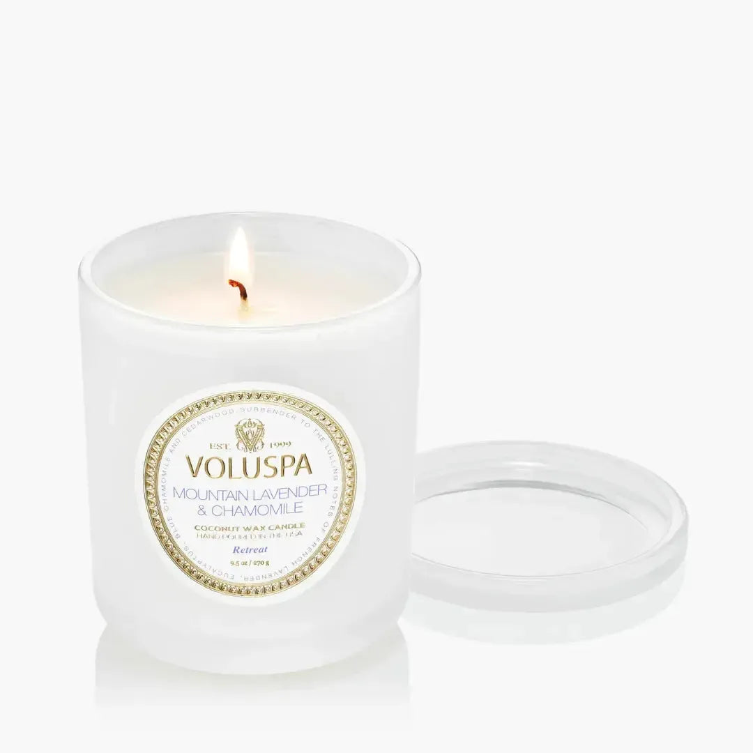 Vela Voluspa Copo de Vidro Clássico Mountain Lavender e Chamomile 60 Horas