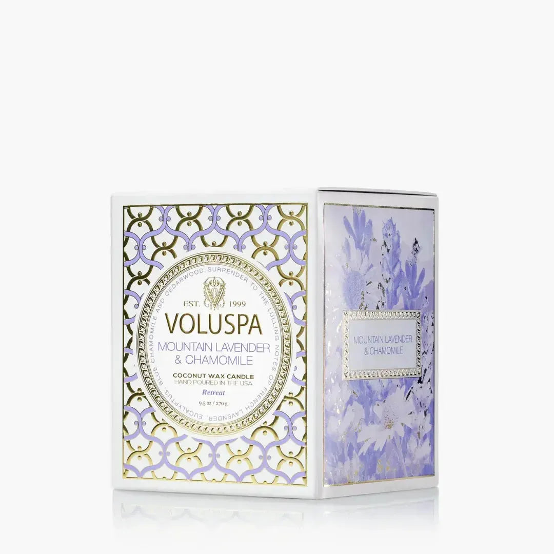 Vela Voluspa Copo de Vidro Clássico Mountain Lavender e Chamomile 60 Horas