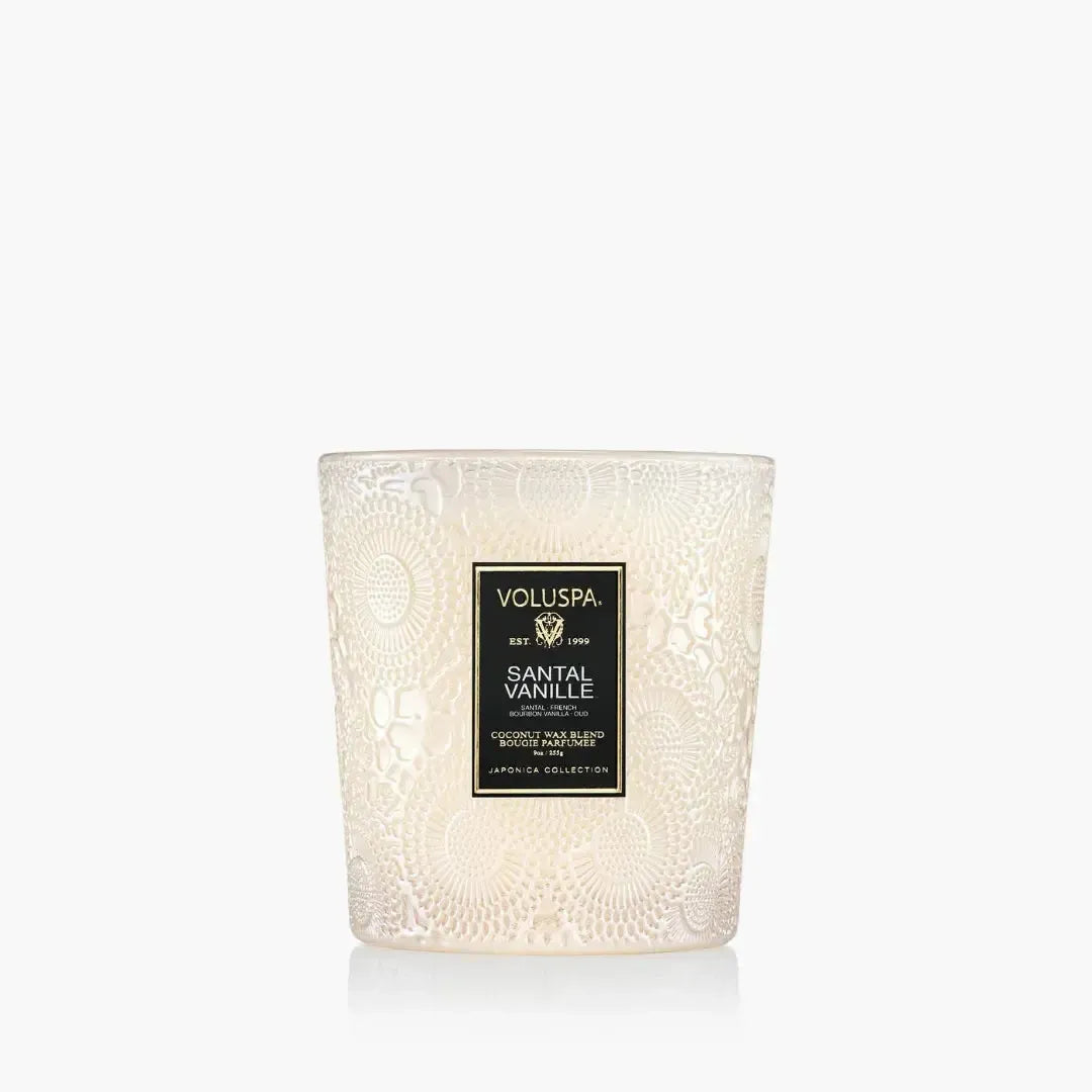Vela Voluspa Copo de Vidro Clássico Santal Vanille 60 Horas