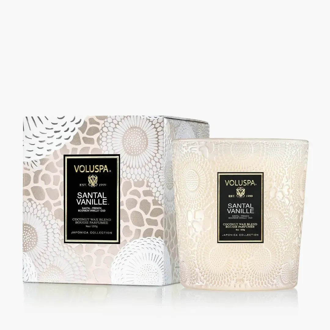 Vela Voluspa Copo de Vidro Clássico Santal Vanille 60 Horas