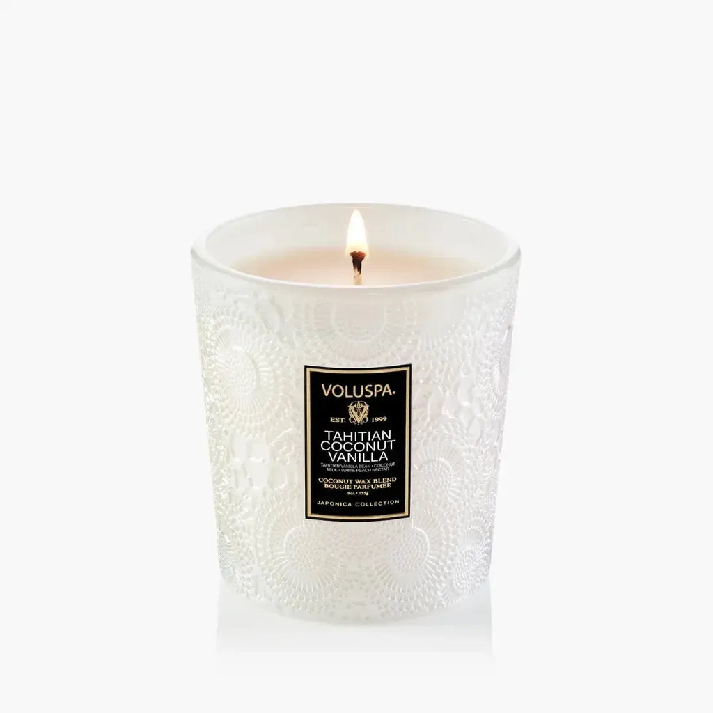 Vela Voluspa Copo de Vidro Clássico Tahitian Coconut Vanilla 60 Horas