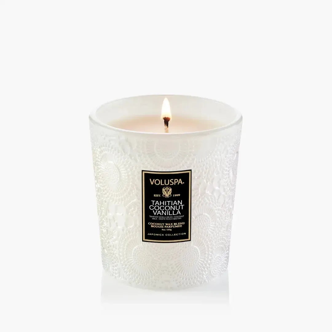 Vela Voluspa Copo de Vidro Clássico Tahitian Coconut Vanilla 60 Horas
