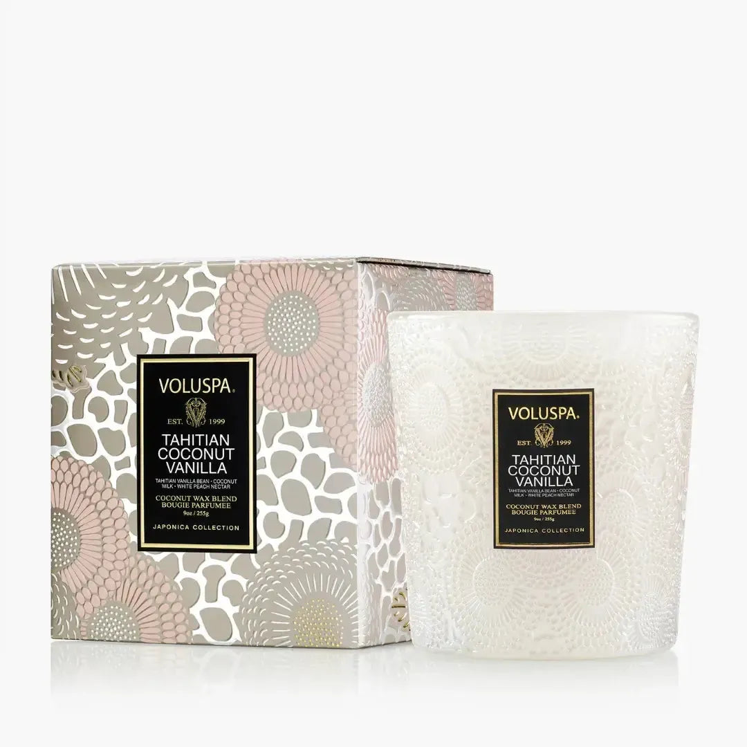 Vela Voluspa Copo de Vidro Clássico Tahitian Coconut Vanilla 60 Horas