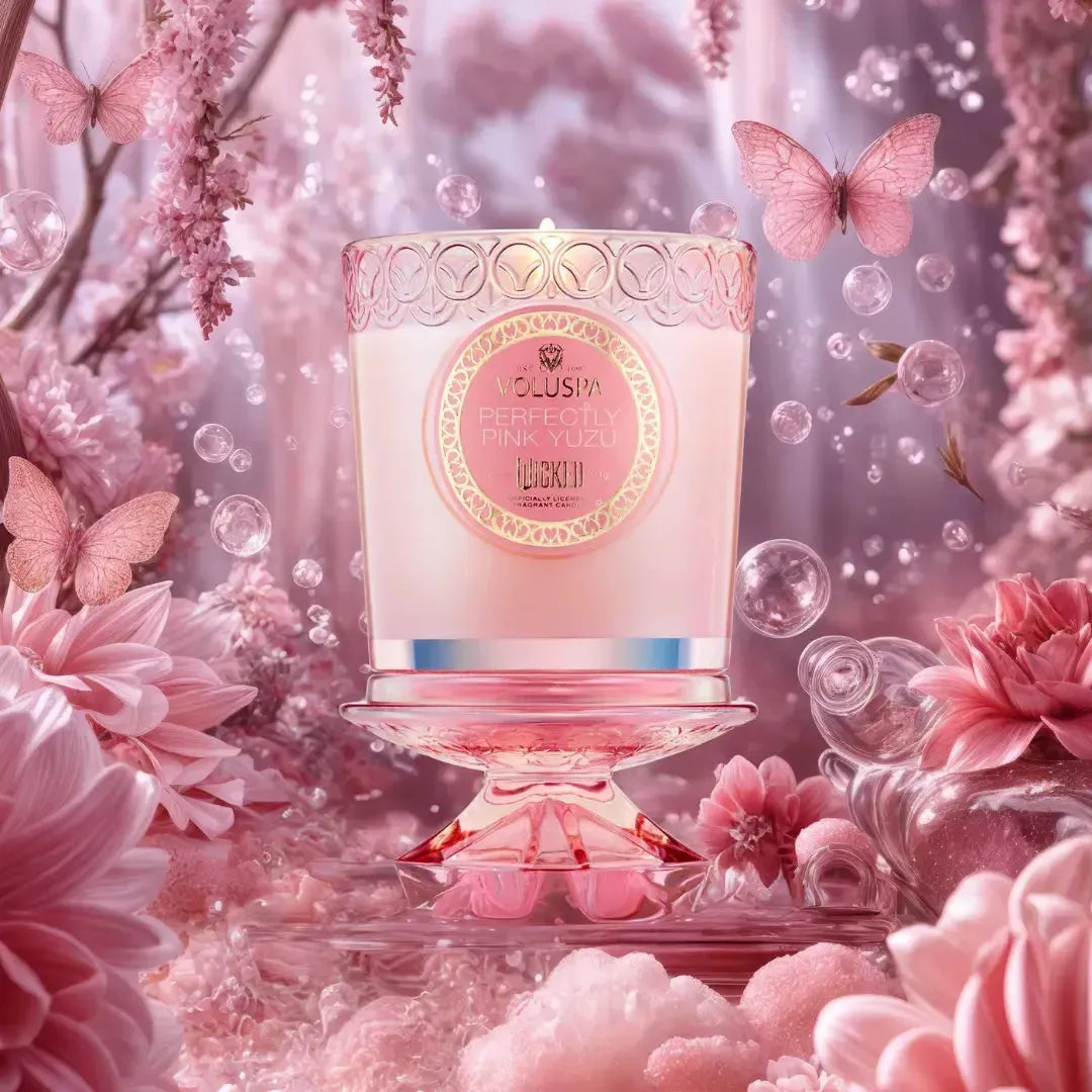 Vela Voluspa Copo de Vidro Perfectly Pink Yuzu 60 Horas