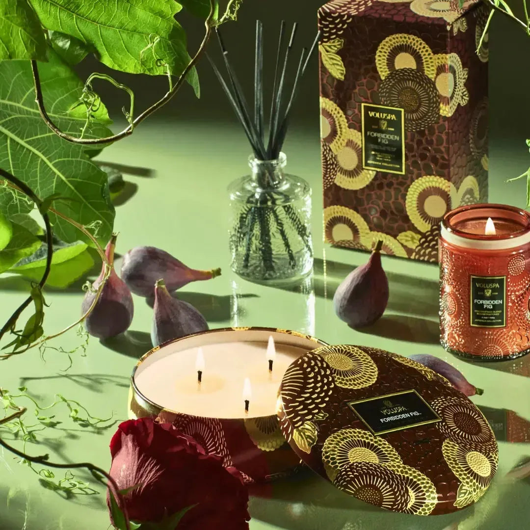 Vela Voluspa Lata 3 Pavios Forbidden Fig 60 Horas