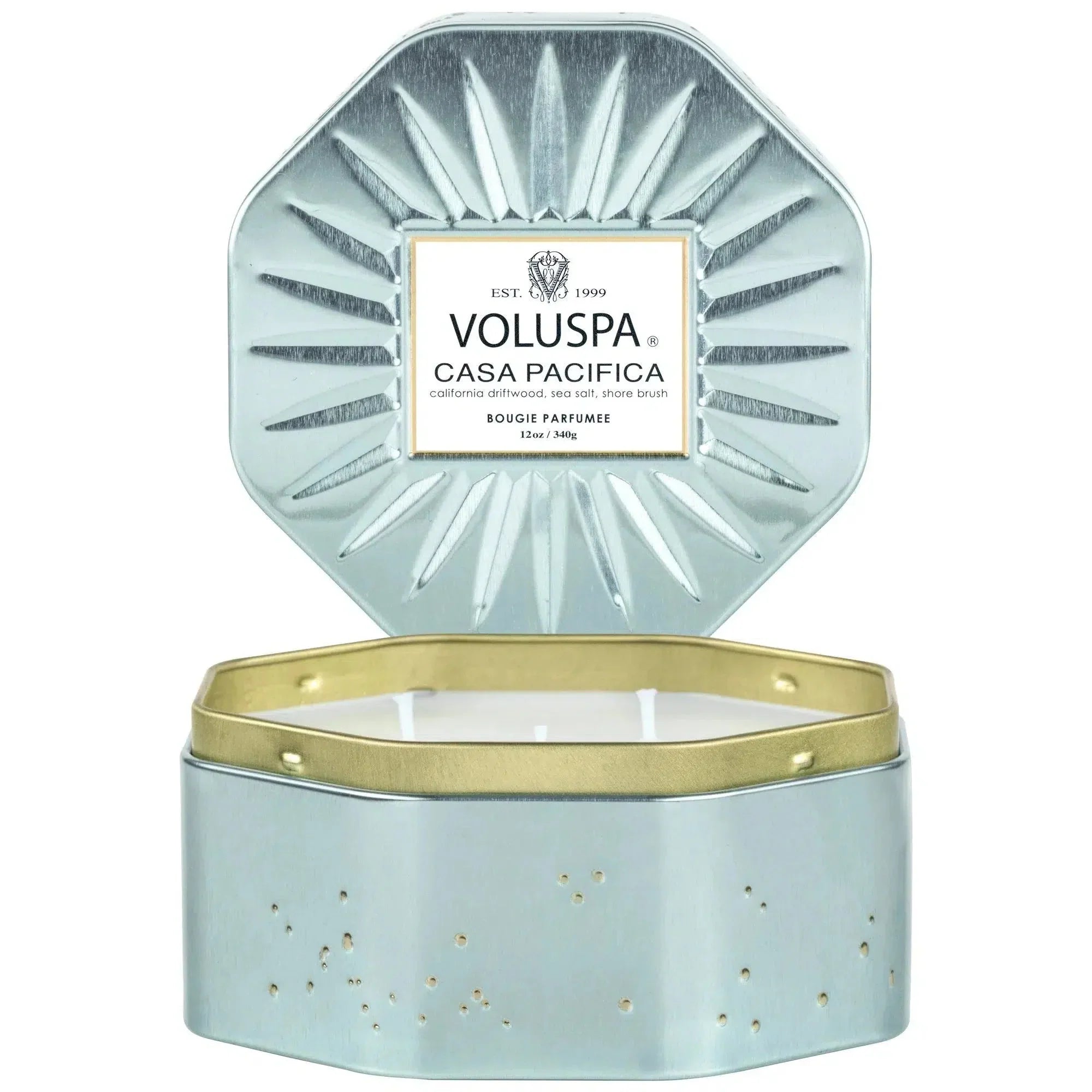 Vela Voluspa Lata Octogonal 3 Pavios Casa Pacifica 50 Horas