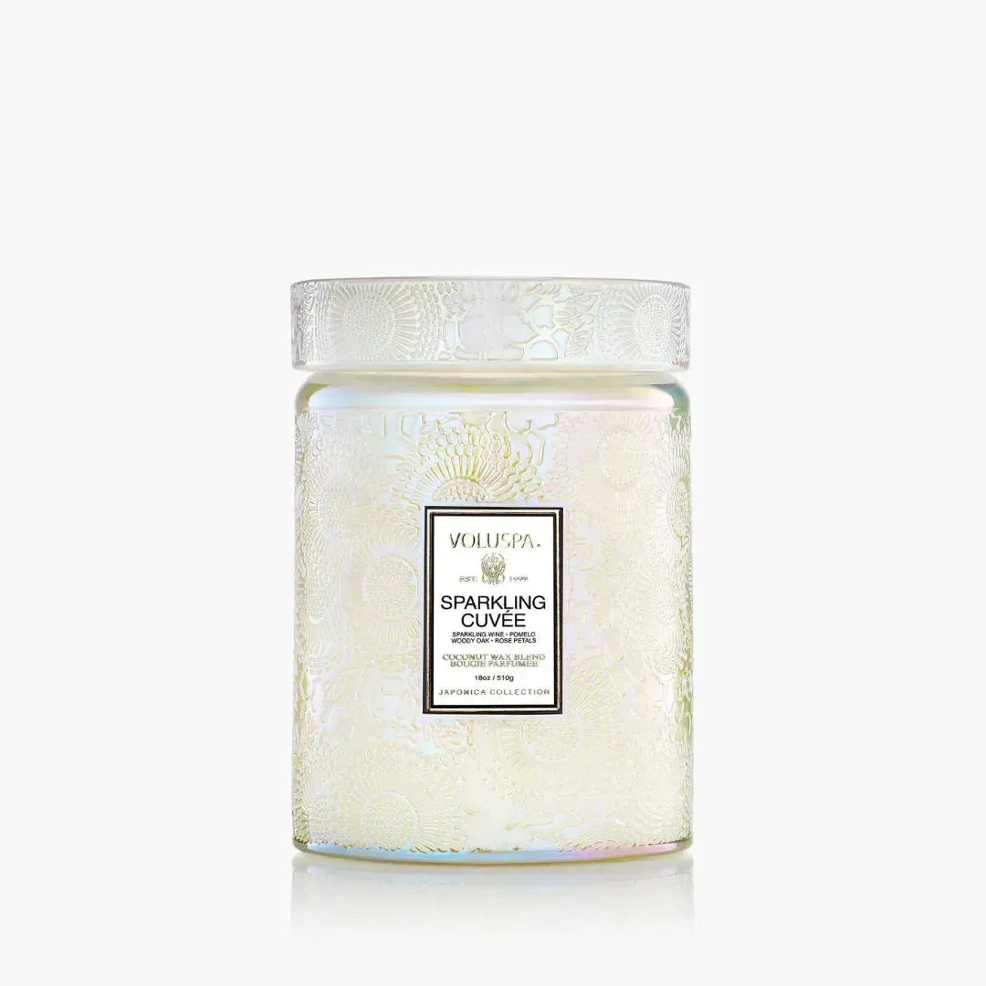 Vela Voluspa Pote com Tampa de Vidro Grande Sparkling Cuvee 100 Horas