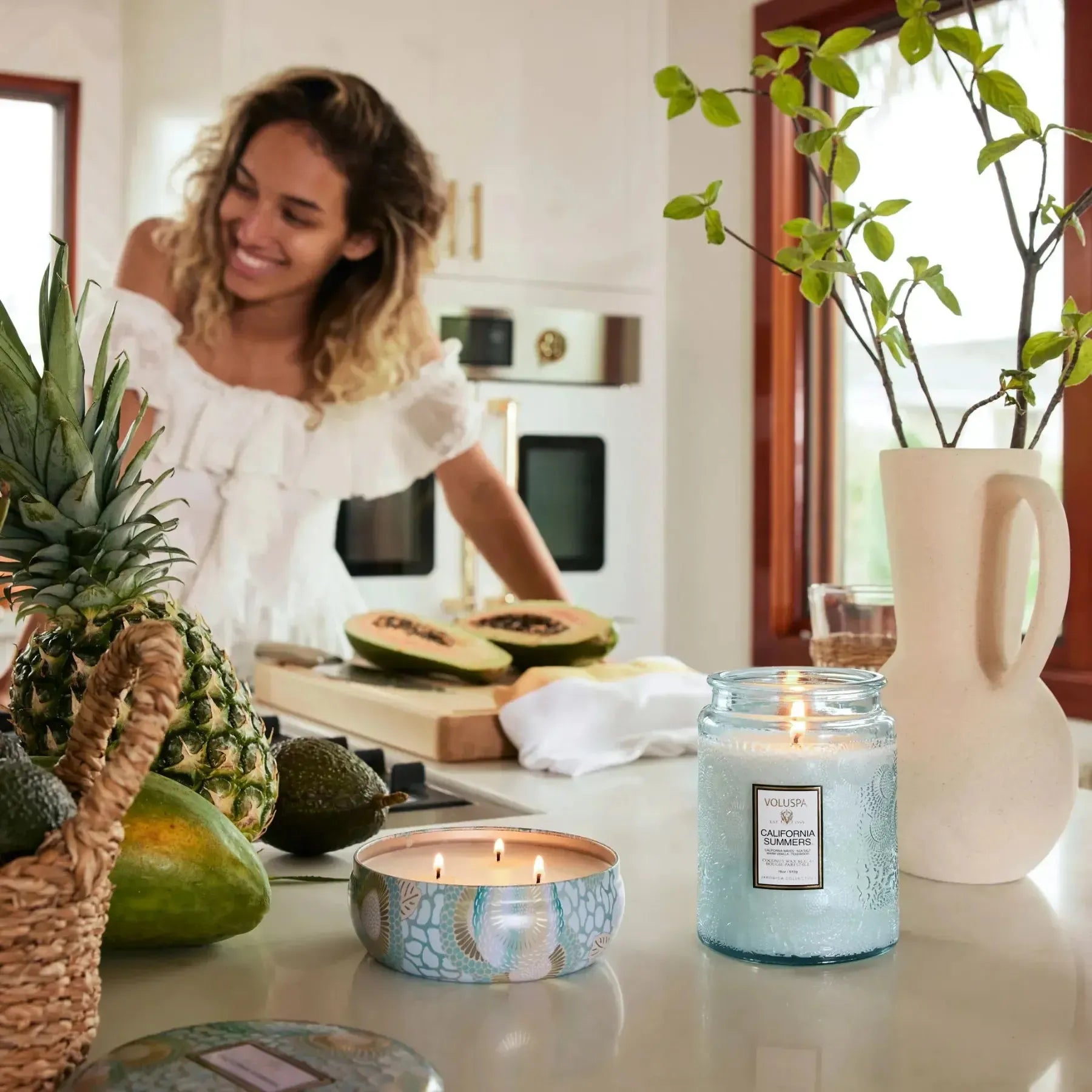 Vela Voluspa Pote de Vidro Grande California Summers 100 Horas