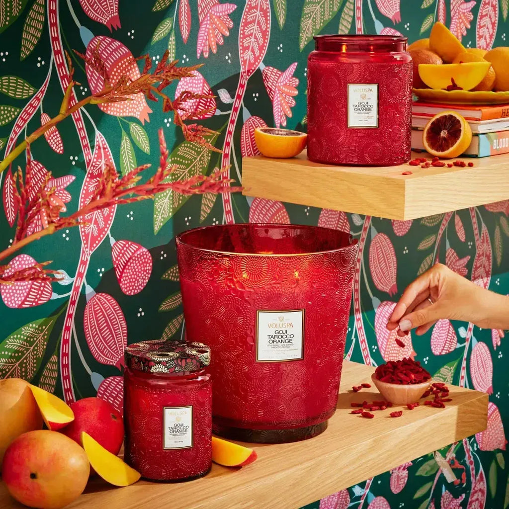 Vela Voluspa Pote de Vidro Grande Goji Tarocco Orange 100 Horas