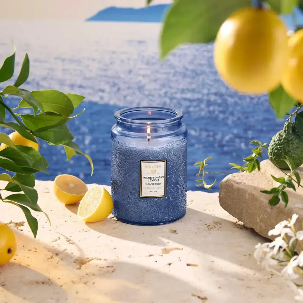Vela Voluspa Pote de Vidro Grande Mediterranean Lemon 100 Horas