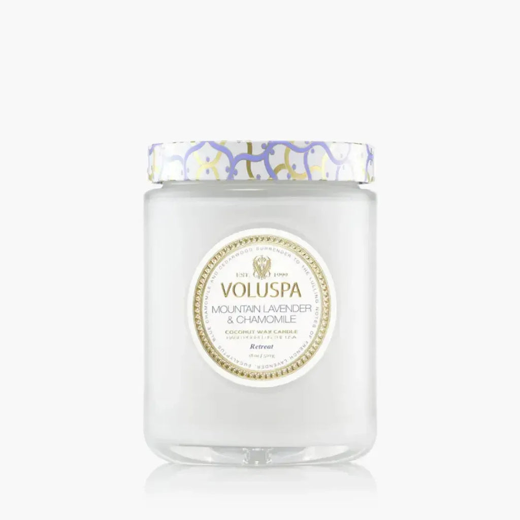 Vela Voluspa Pote de Vidro Grande Mountain Lavender e Chamomile 100 Horas