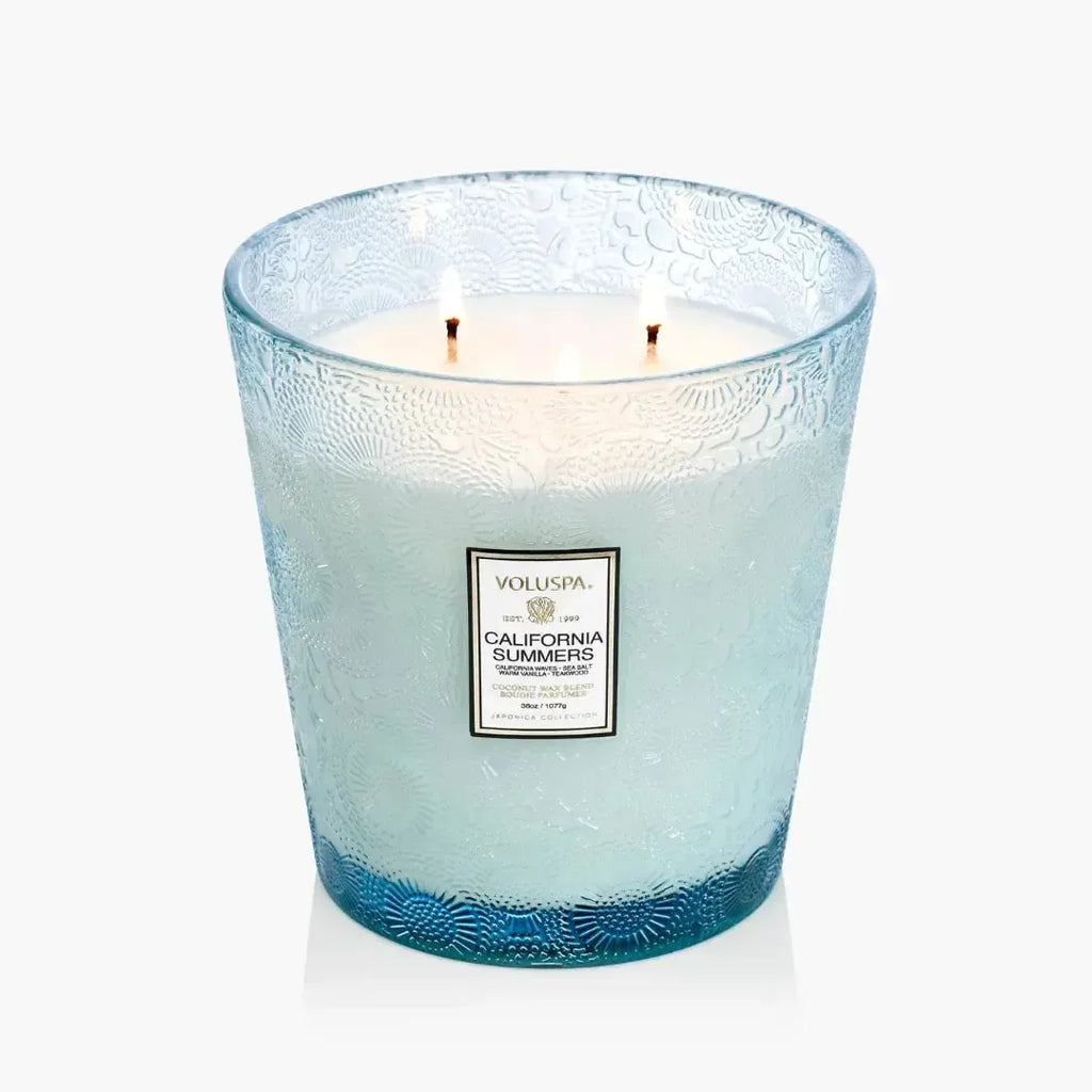 Vela Voluspa Vaso Pedestal 3 Pavios California Summers 80 Horas