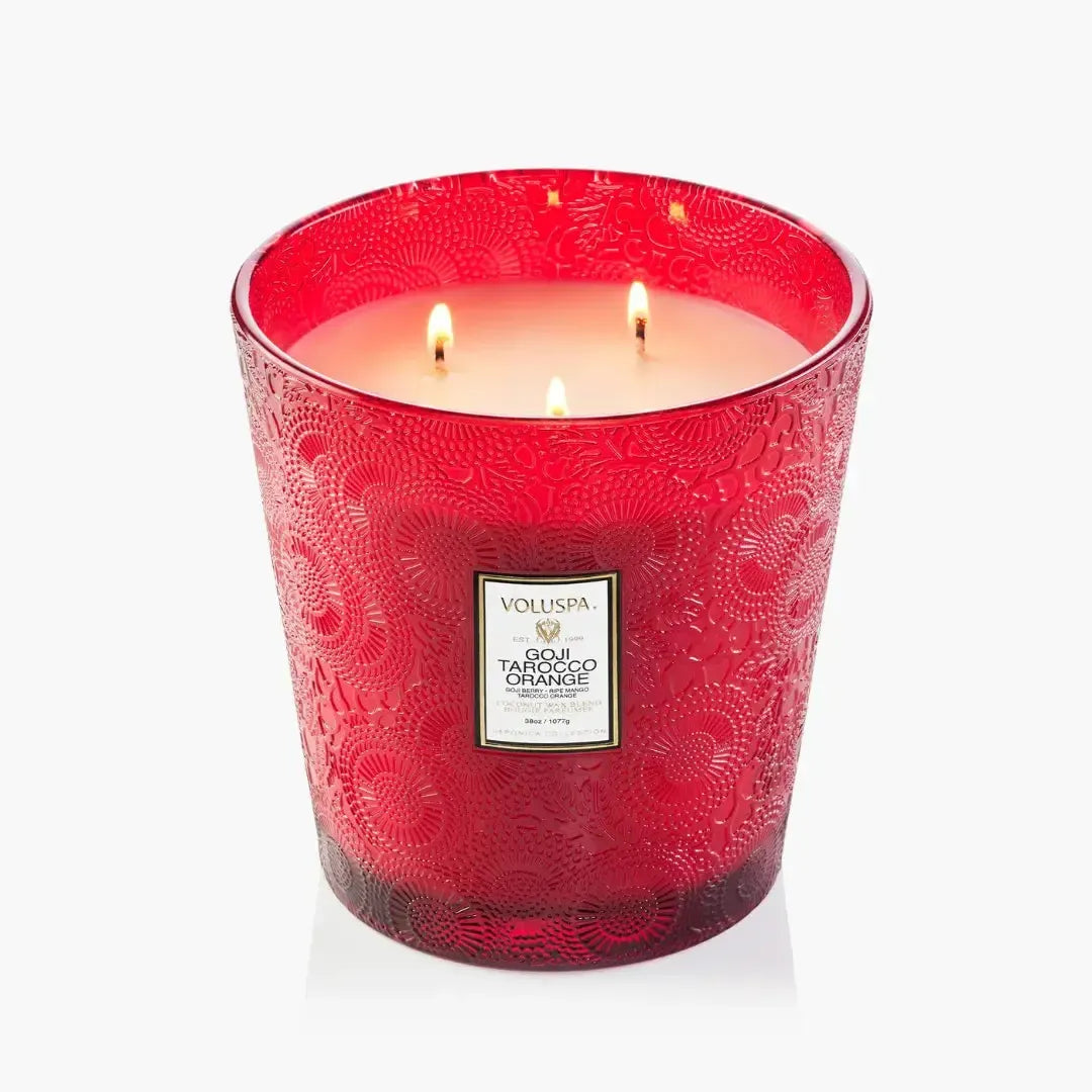 Vela Voluspa Vaso Pedestal 3 Pavios Goji Tarocco Orange 80 Horas