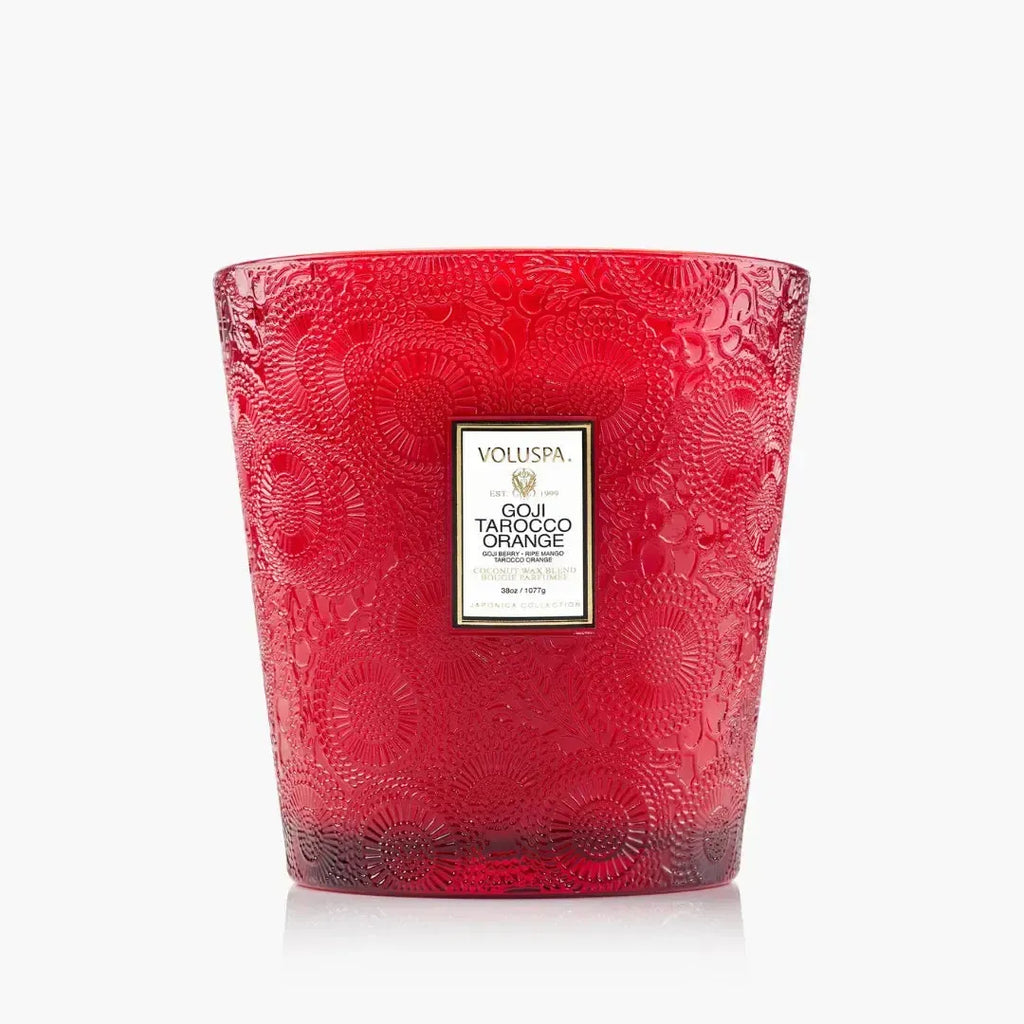 Vela Voluspa Vaso Pedestal 3 Pavios Goji Tarocco Orange 80 Horas