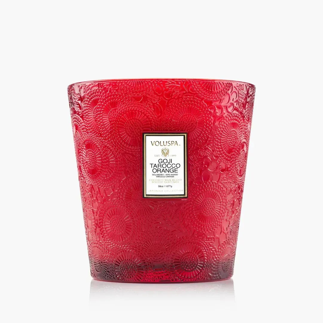 Vela Voluspa Vaso Pedestal 3 Pavios Goji Tarocco Orange 80 Horas