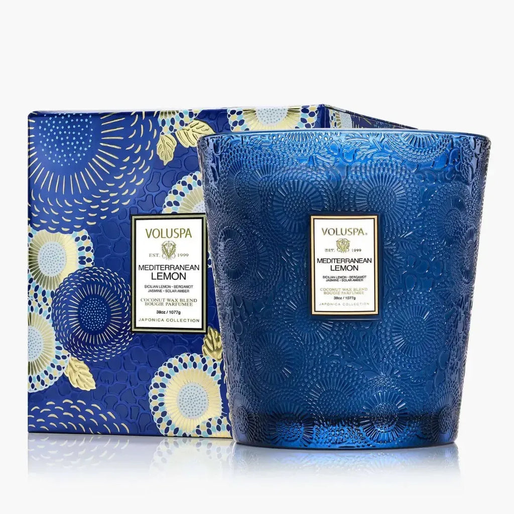 Vela Voluspa Vaso Pedestal 3 Pavios Mediterranean Lemon 80 Horas