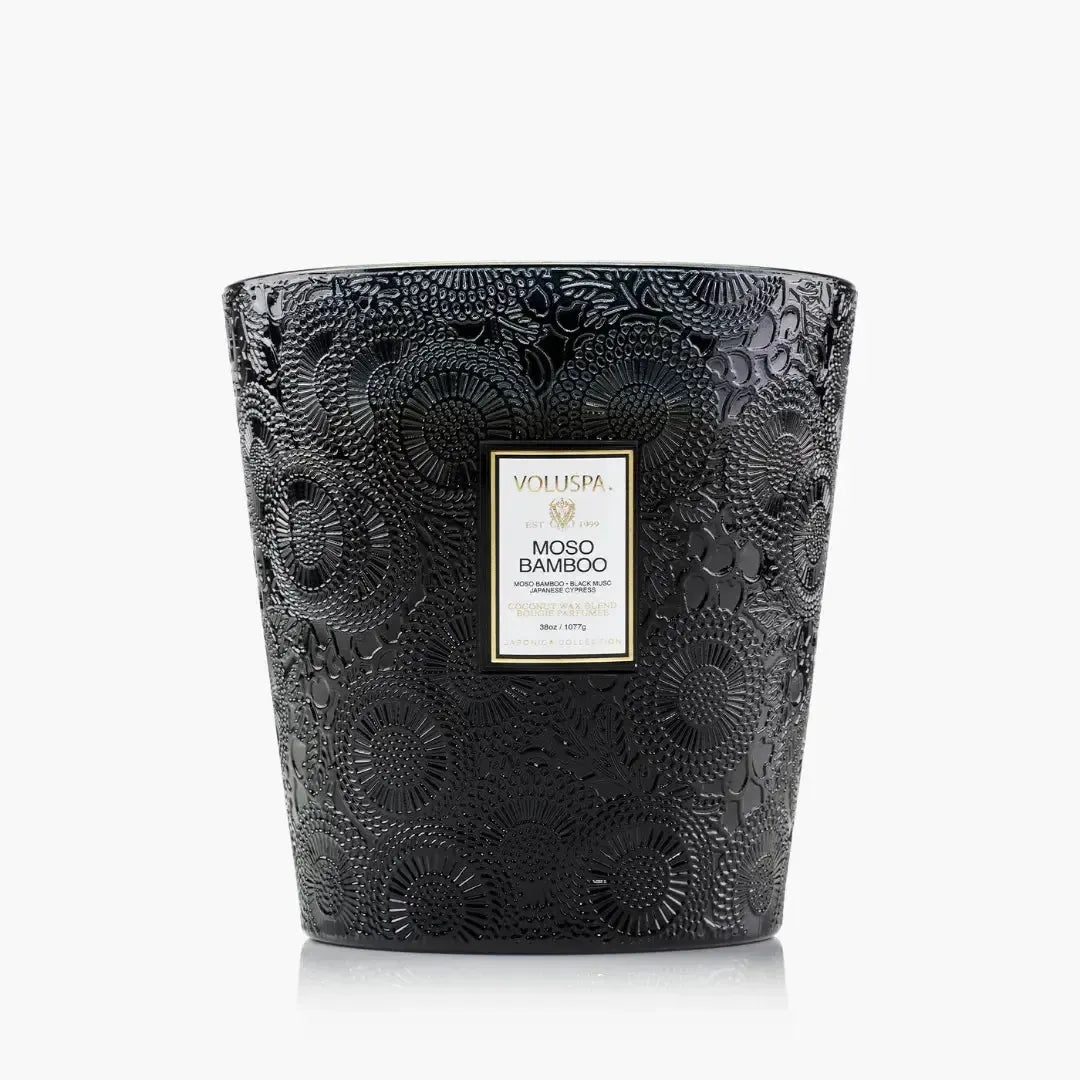 Vela Voluspa Vaso Pedestal 3 Pavios Moso Bamboo 80 Horas