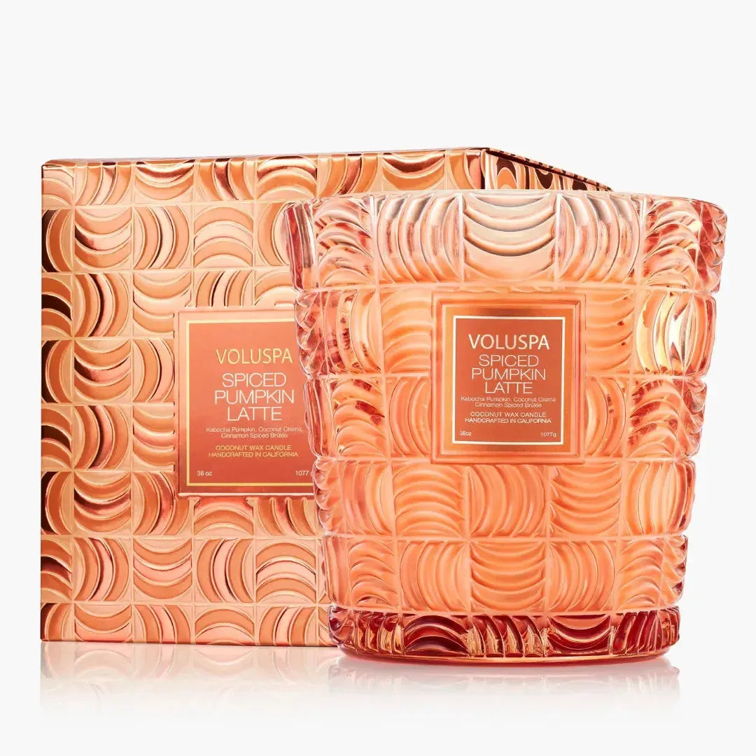 Vela Voluspa Vaso Pedestal 3 Pavios Spiced Pumpkin Latte 80 Horas