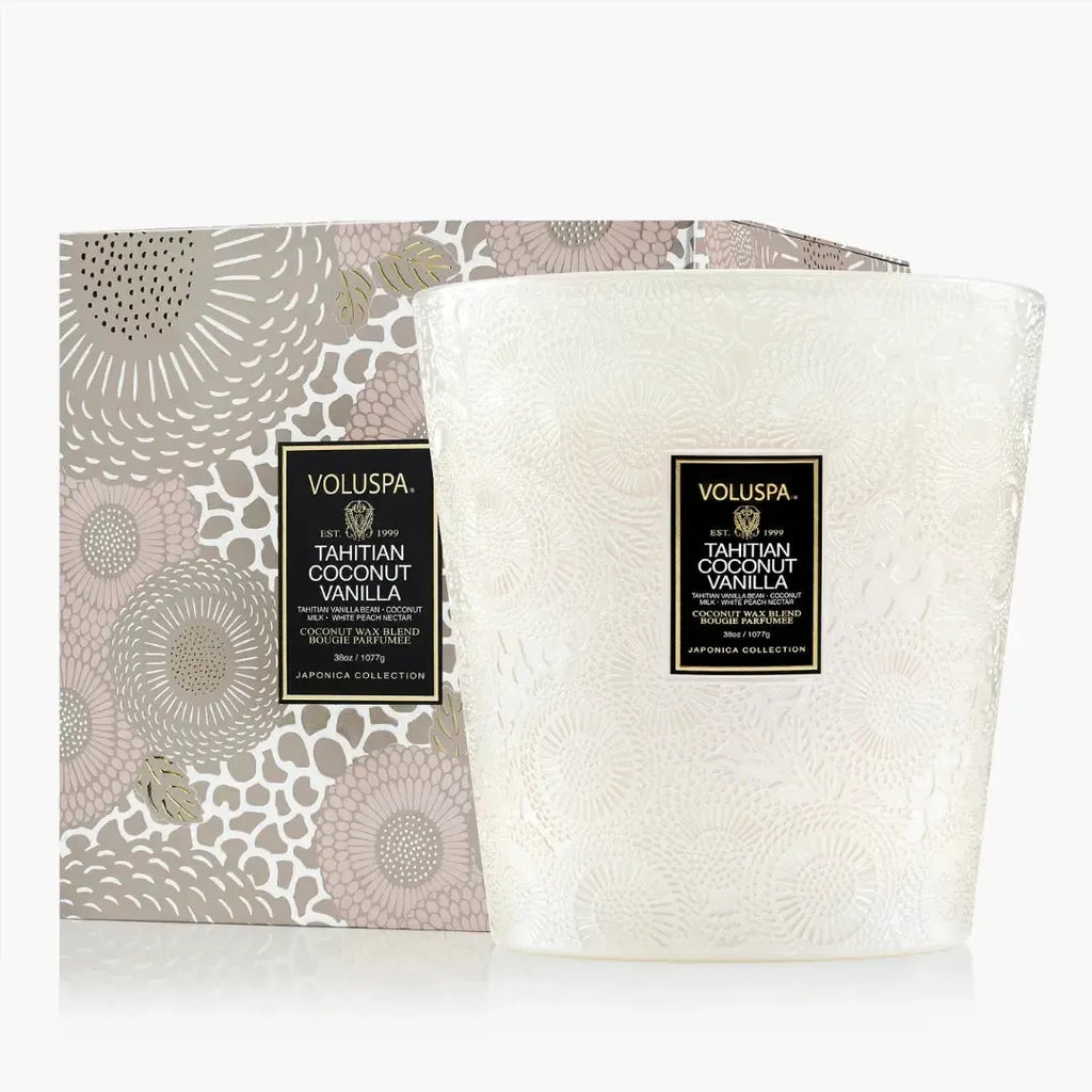 Vela Voluspa Vaso Pedestal 3 Pavios Tahitian Coconut Vanilla 80 Horas