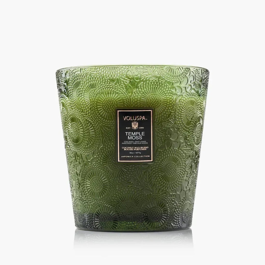 Vela Voluspa Vaso Pedestal 3 Pavios Temple Moss 80 Horas