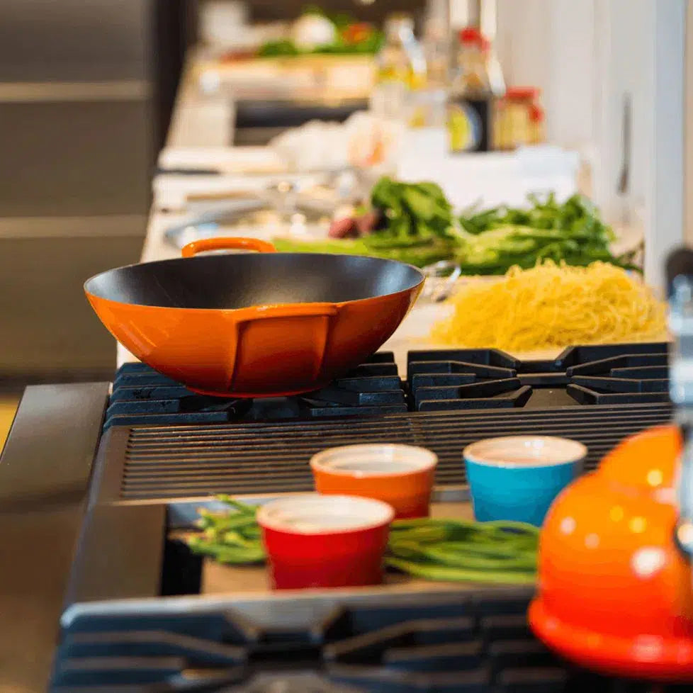 Wok Com Tampa de Vidro Signature Vermelho 32cm Le Creuset