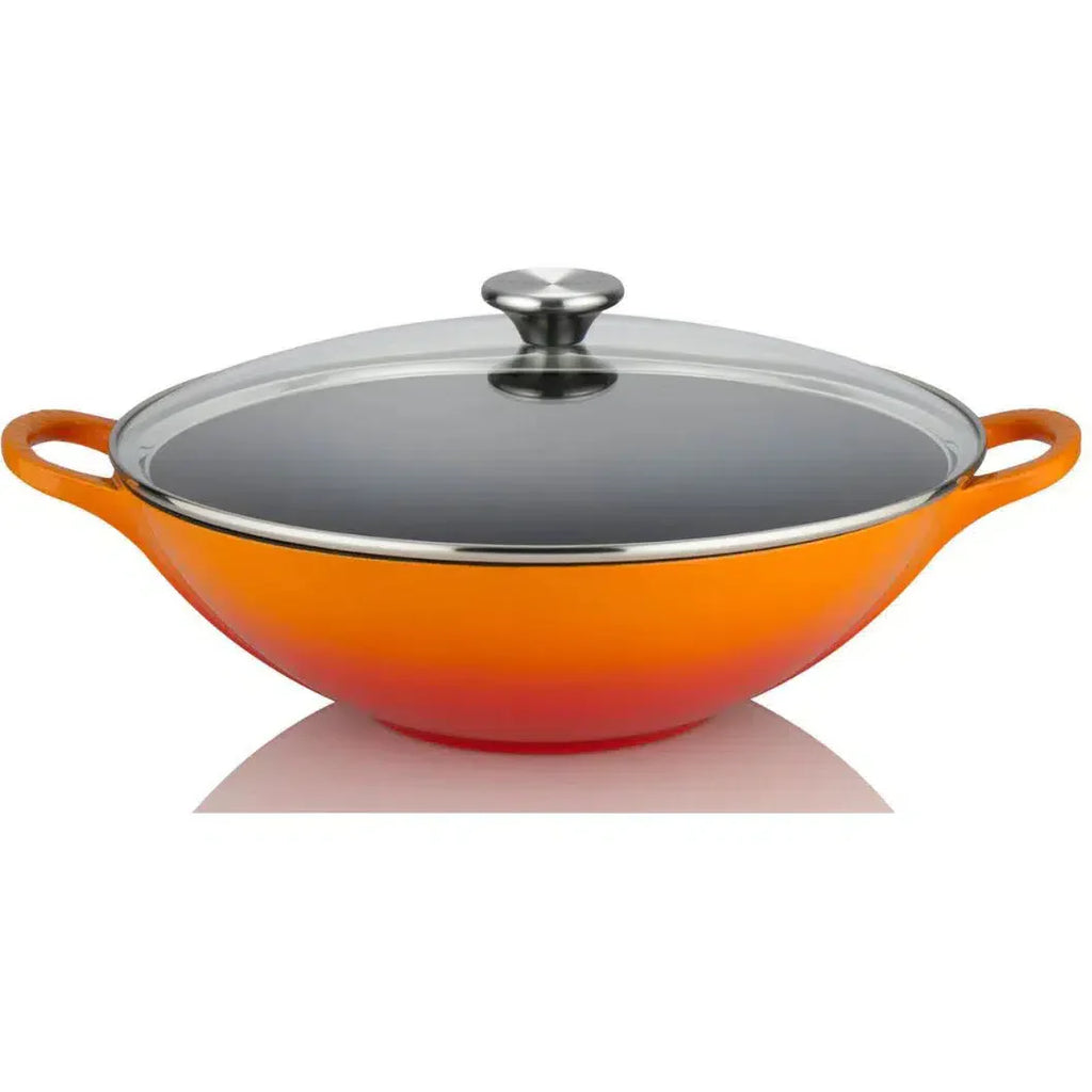 Wok Com Tampa de Vidro Signature Vermelho 32cm Le Creuset