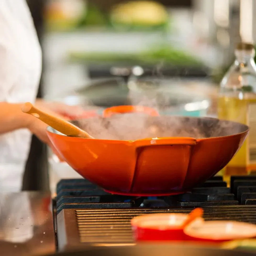 Wok Com Tampa de Vidro Signature Vermelho 32cm Le Creuset