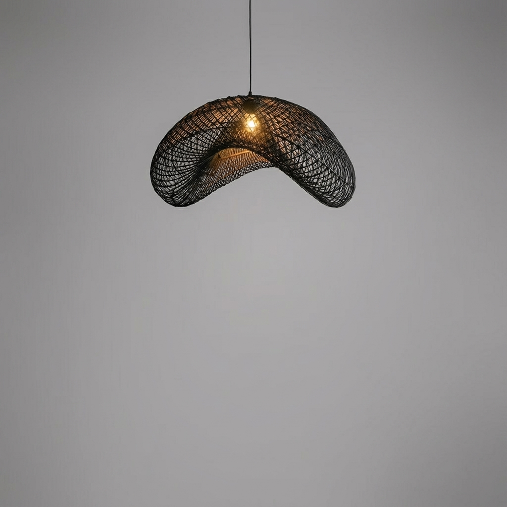 Luminária Artesanal Rattan Preto Nami 120cm Bahali