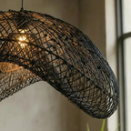 Luminária Artesanal Rattan Preto Nami 120cm Bahali