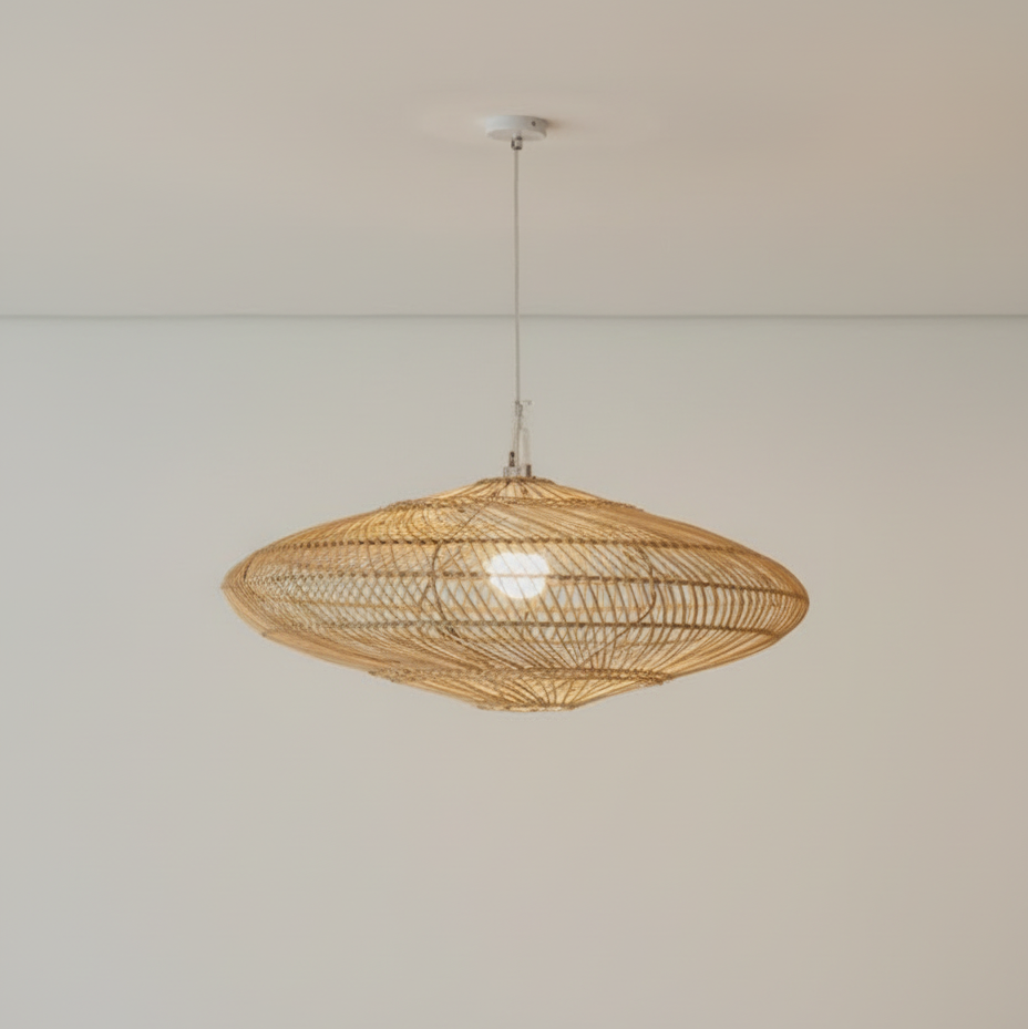 Luminária Artesanal Rattan Natural Gaia 75x30cm Bahali