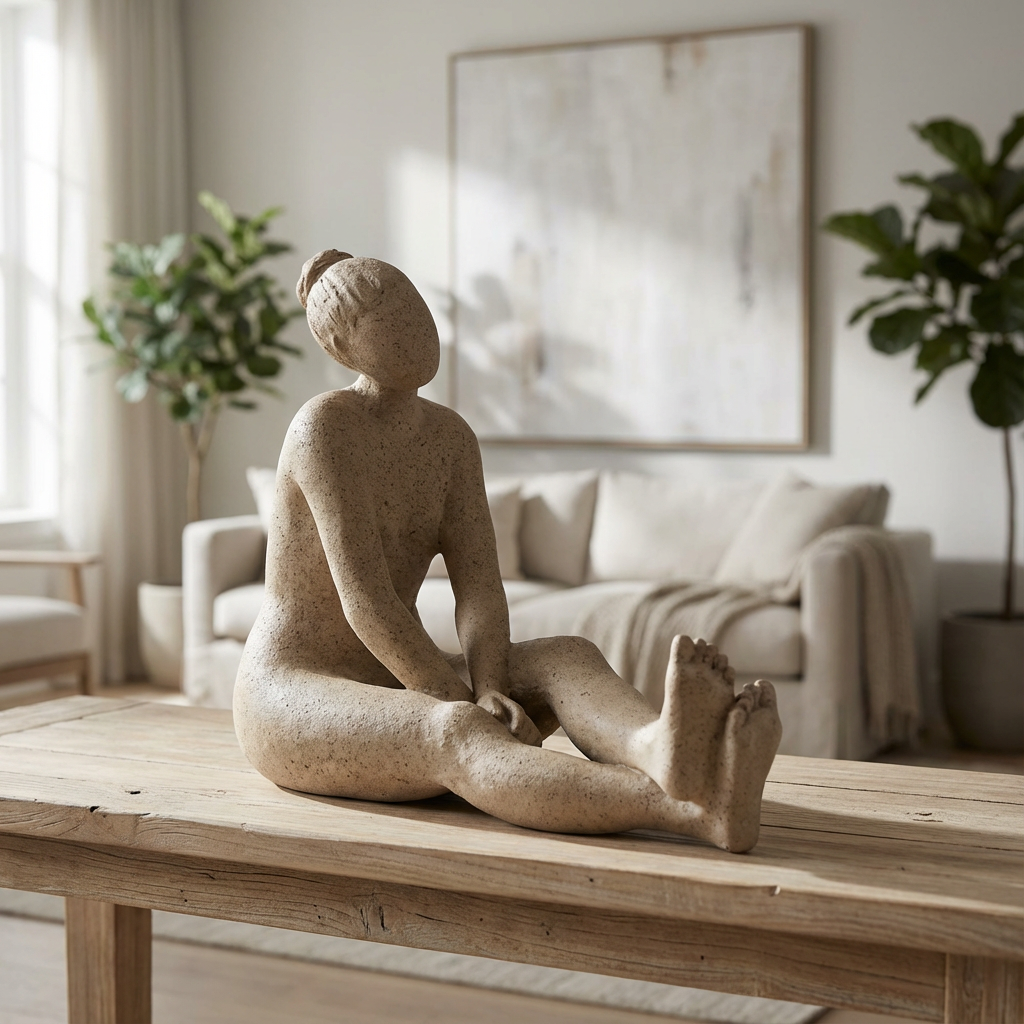 Escultura Mulher em Poliresina Areia Serena Mart 21,5x11x29cm